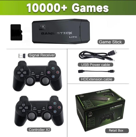 CONSOLA GAME STICK RETRO 9 EMULADORES 2.5 G CON 2 CONTROLES 4K LITE