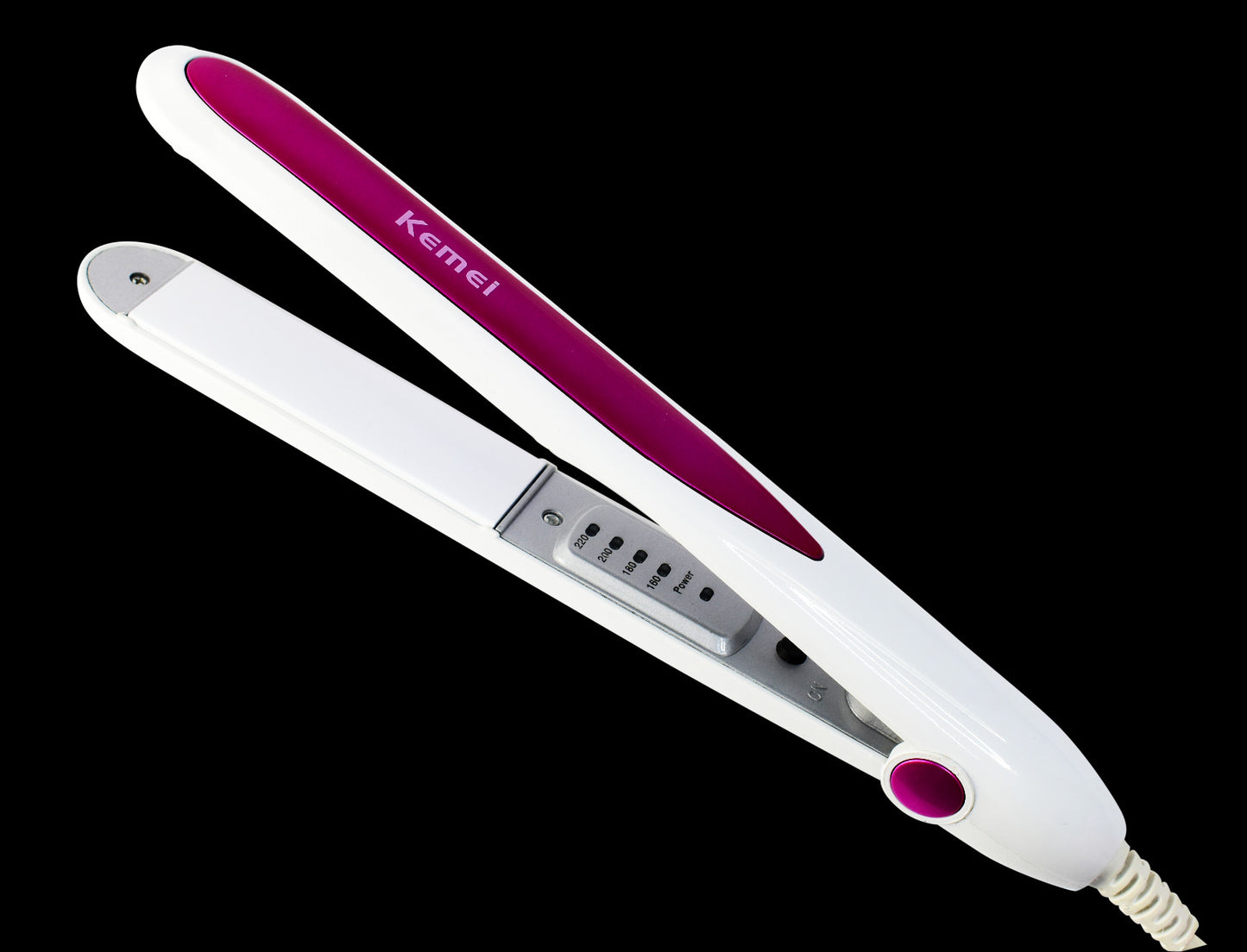 PLANCHA DE CABELLO KEMEY KM-532 BLANCO / FUCSIA