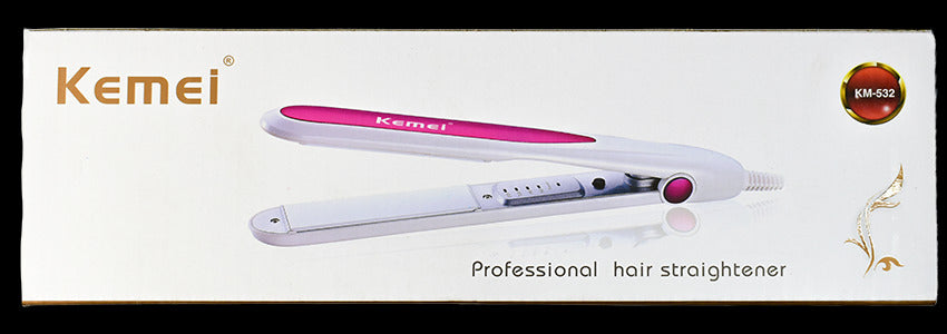 PLANCHA DE CABELLO KEMEY KM-532 BLANCO / FUCSIA